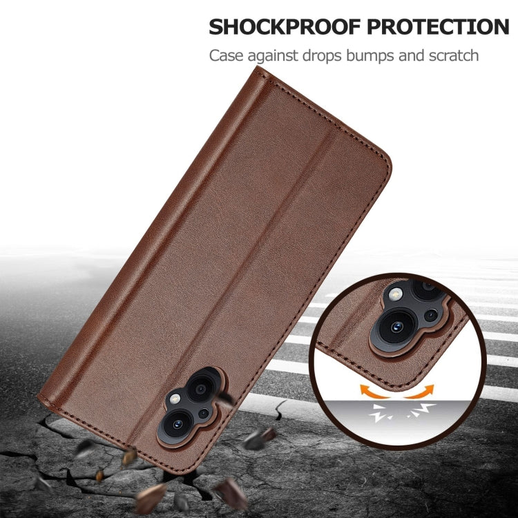 For OPPO A96 5G / Reno7 Z 5G LC.IMEEKE Calf Texture Leather Phone Case(Coffee) by LC.IMEEKE