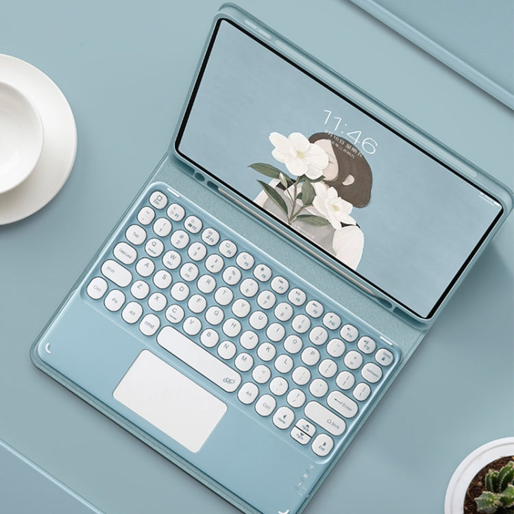 Round Cap Bluetooth Keyboard Leather Case with Pen Slot & Touchpad for Samsung Galaxy Tab S6 Lite(Pink+Pink Keyboard) by buy2fix