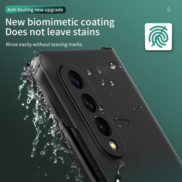 For Samsung Galaxy Z Fold3 5G Gradient Color Hinge Flip Phone Case With Film(Black Green) - Galaxy Phone Cases by buy2fix | Online Shopping UK | buy2fix