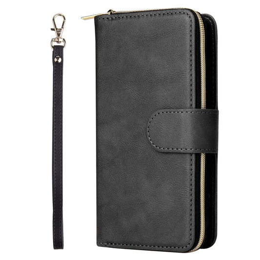 For iPhone 13 9 Card Slots Zipper Wallet Bag Leather Phone Case(Black) - iPhone 13 Cases by buy2fix | Online Shopping UK | buy2fix