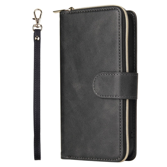 For iPhone 13 Pro Max 9 Card Slots Zipper Wallet Bag Leather Phone Case (Black) - iPhone 13 Pro Max Cases by buy2fix | Online Shopping UK | buy2fix