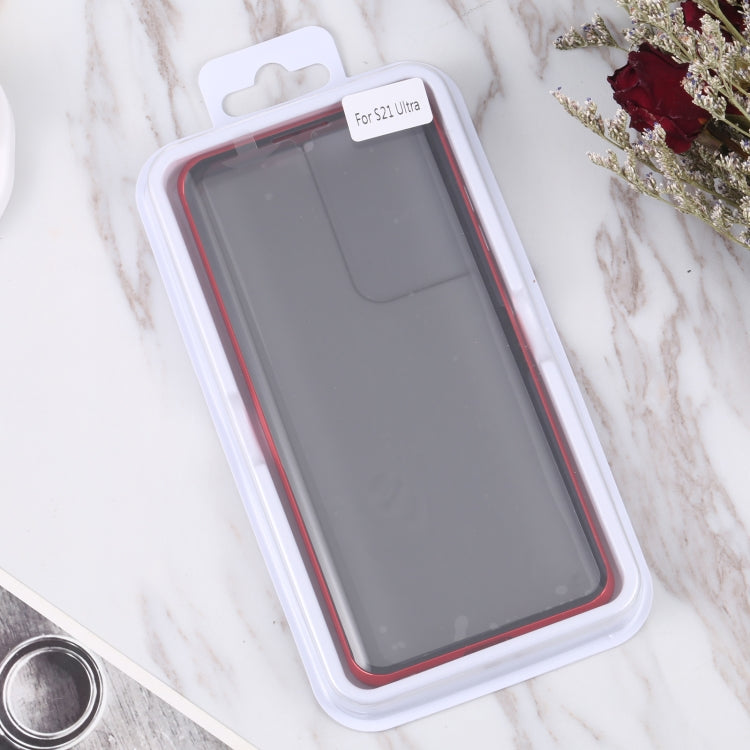 For Samsung Galaxy S21 Ultra 5G Anti-peeping Magnetic Double-sided Tempered Glass Phone Case(Red) by buy2fix