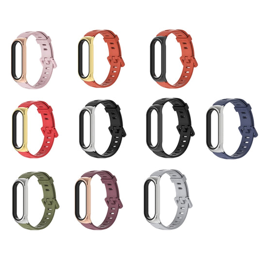 For Xiaomi Mi Band 6 / 5 / 4 / 3 Mijobs Flat Hole Silicone Watch Band, Style:CS Case(Orange+Gold) by MIJOBS