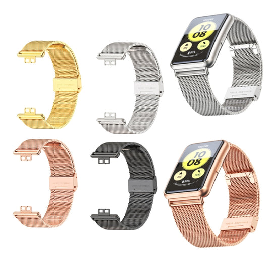 For Huawei Watch Fit Mijobs Milan Buckle Stainless Steel Watch Band(Gold) by MIJOBS