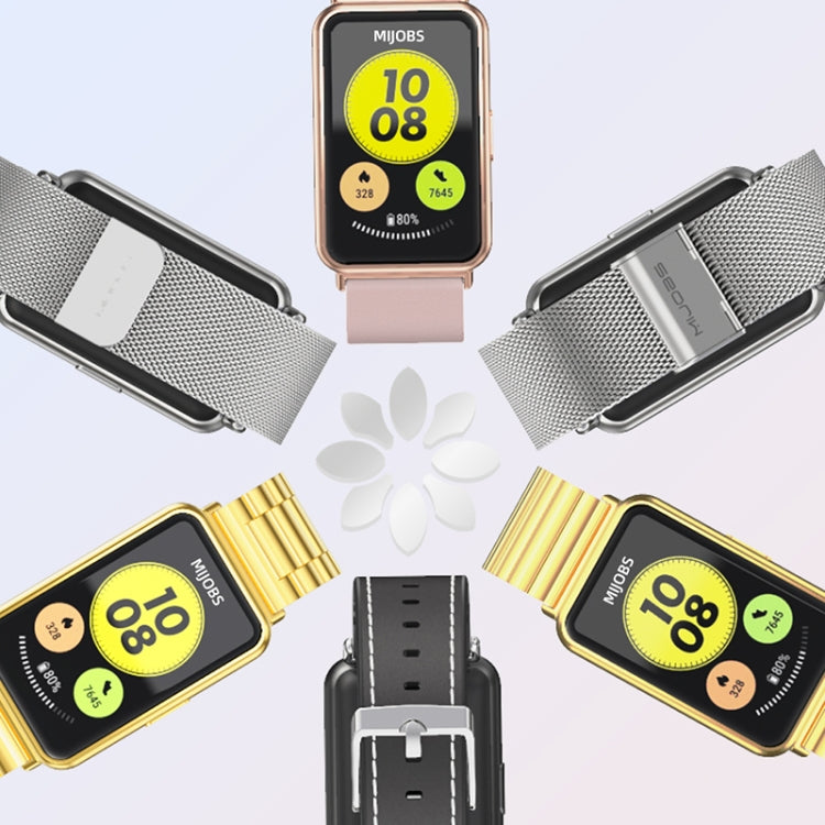 For Huawei Watch Fit Mijobs Milan Buckle Stainless Steel Watch Band(Rose Gold) by MIJOBS