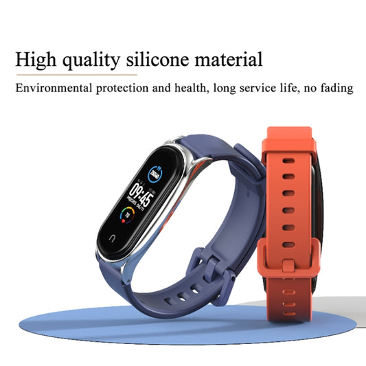 For Xiaomi Mi Band 3/4/5/6 Mijobs CS Silicone Waterproof Watch Band(Grey+Silver) by MIJOBS