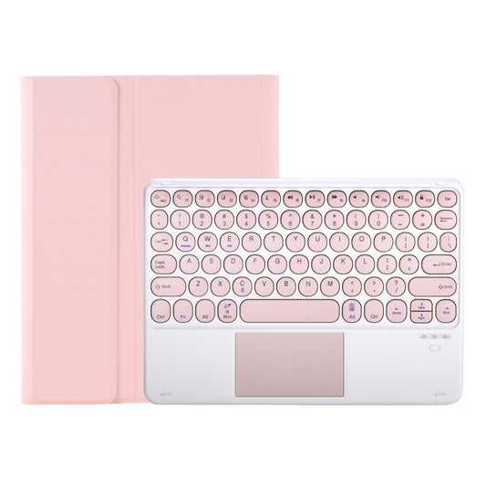 YA08B-A Candy Color Skin Feel Texture Round Keycap Bluetooth Keyboard Leather Case with Touchpad For Samsung Galaxy Tab A8 10.5 2021 SM-X200 / SM-X205(Pink) by buy2fix