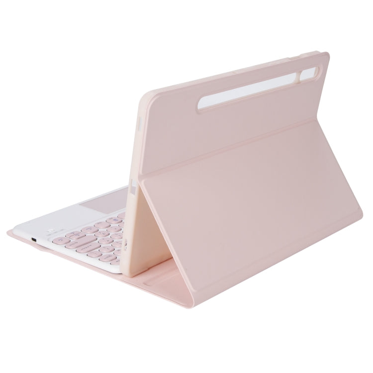 YA08B-A Candy Color Skin Feel Texture Round Keycap Bluetooth Keyboard Leather Case with Touchpad For Samsung Galaxy Tab A8 10.5 2021 SM-X200 / SM-X205(Pink) by buy2fix
