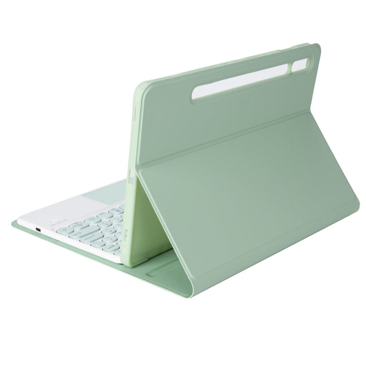 YA700B-A Candy Color Skin Feel Texture Round Keycap Bluetooth Keyboard Leather Case with Touchpad For Samsung Galaxy Tab S8 11 inch SM-X700 / SM-X706 & S7 11 inch SM-X700 / SM-T875(Light Green) by buy2fix