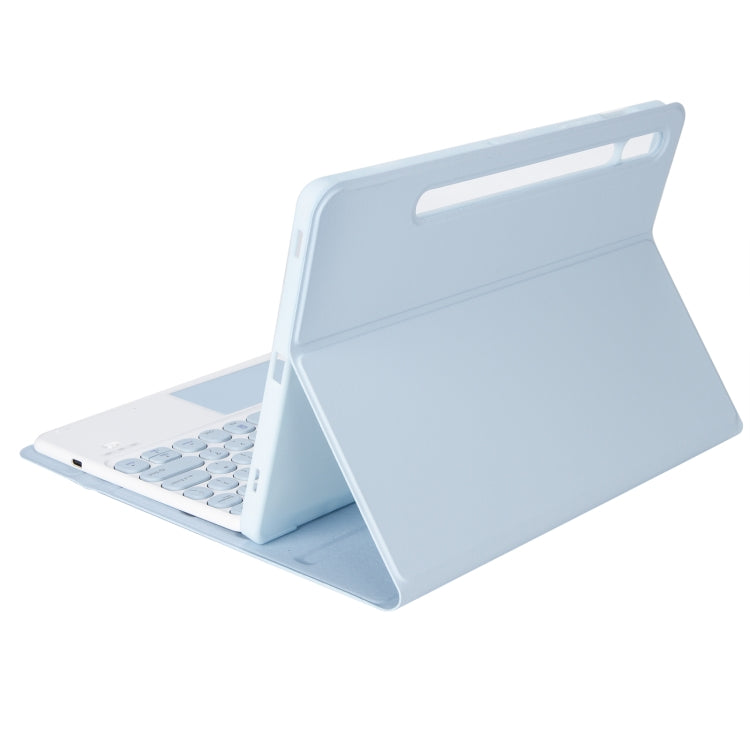 YA700B-A Candy Color Skin Feel Texture Round Keycap Bluetooth Keyboard Leather Case with Touchpad For Samsung Galaxy Tab S8 11 inch SM-X700 / SM-X706 & S7 11 inch SM-X700 / SM-T875(White Ice) by buy2fix