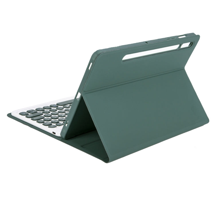 YA610B Candy Color Skin Feel Texture Round Keycap Bluetooth Keyboard Leather Case For Samsung Galaxy Tab S6 Lite 10.4 inch SM-P610 / SM-P615(Dark Green) by buy2fix