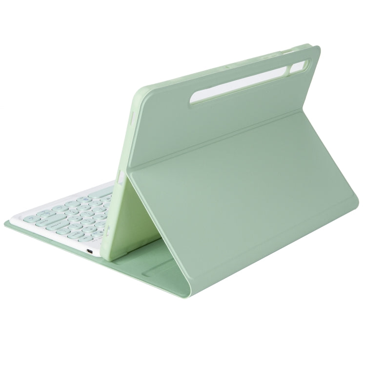 YA610B Candy Color Skin Feel Texture Round Keycap Bluetooth Keyboard Leather Case For Samsung Galaxy Tab S6 Lite 10.4 inch SM-P610 / SM-P615(Light Green) by buy2fix