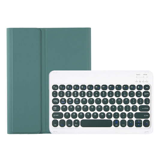 YA08B Candy Color Skin Feel Texture Round Keycap Bluetooth Keyboard Leather Case For Samsung Galaxy Tab A8 10.5 2021 SM-X200 / SM-X205(Dark Green) by buy2fix