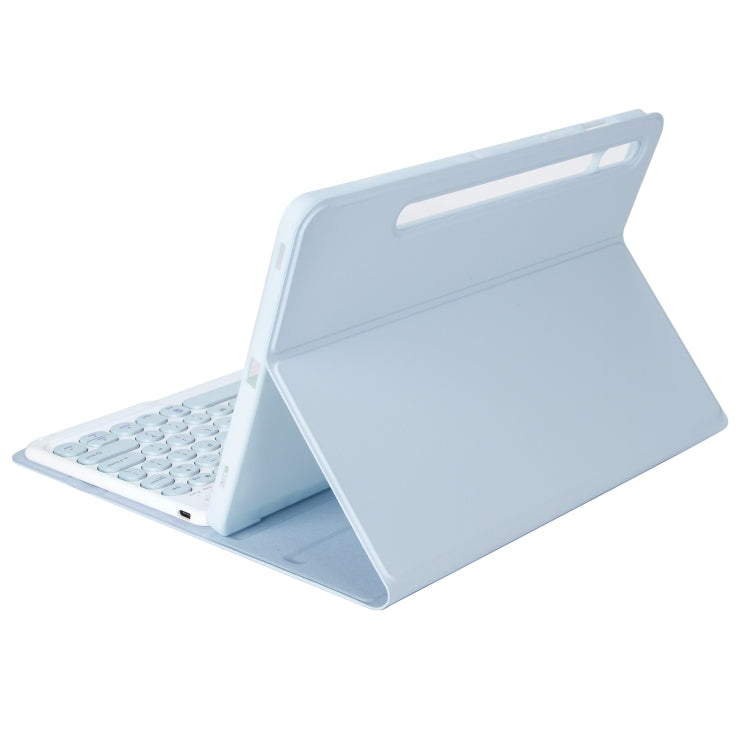 YA08B Candy Color Skin Feel Texture Round Keycap Bluetooth Keyboard Leather Case For Samsung Galaxy Tab A8 10.5 2021 SM-X200 / SM-X205(White Ice) by buy2fix