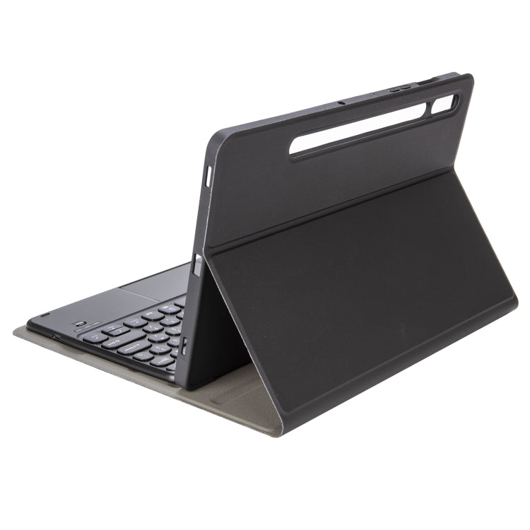 YA610B-A Lambskin Texture Voltage Round Keycap Bluetooth Keyboard Leather Case with Touchpad For Samsung Galaxy Tab S6 Lite 10.4 inch SM-P610 / SM-P615(Black) by buy2fix