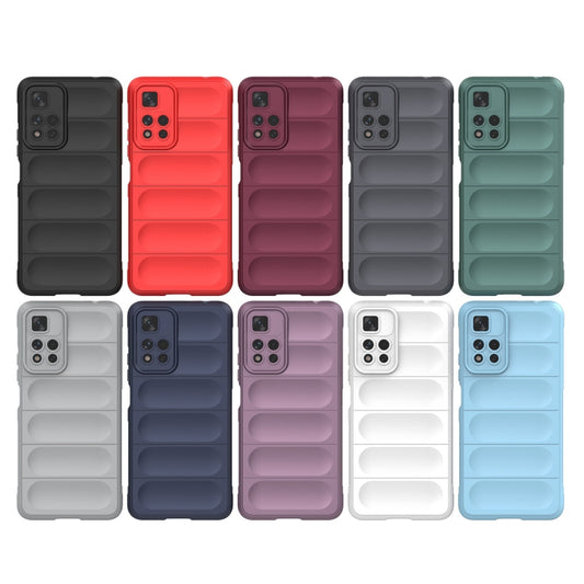 For Xiaomi Redmi Note 11 Pro 5G Chinese Magic Shield TPU + Flannel Phone Case(Wine Red) by buy2fix