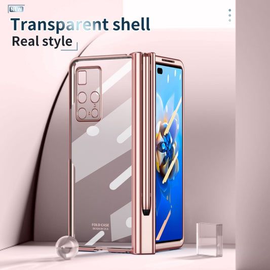 For Huawei Mate X2 Electroplating Hinge Phone Case with Stylus(Pink) - Huawei Cases by buy2fix | Online Shopping UK | buy2fix