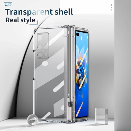 For Huawei Mate X2 Electroplating Hinge Phone Case with Stylus(Transparent) - Huawei Cases by buy2fix | Online Shopping UK | buy2fix