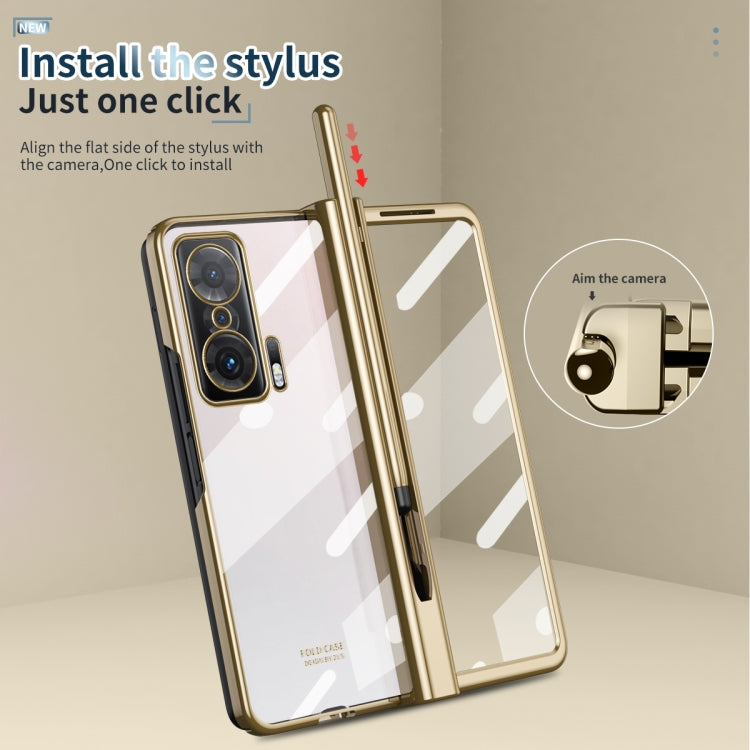 For Honor Magic V Full Body Electroplating Hinge Phone Case with Stylus(Gold) - Honor Cases by buy2fix | Online Shopping UK | buy2fix