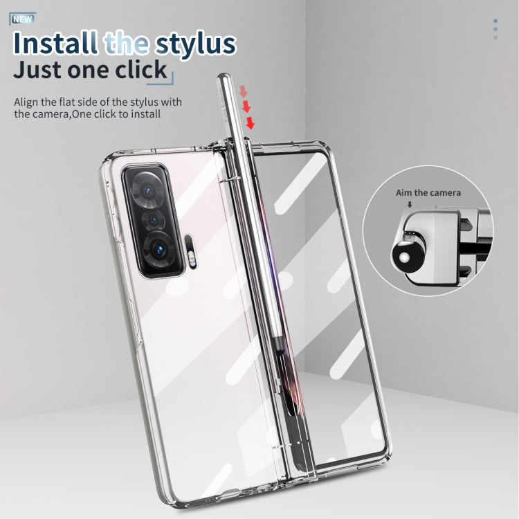 For Honor Magic V Full Body Electroplating Hinge Phone Case with Stylus(Transparent) - Honor Cases by buy2fix | Online Shopping UK | buy2fix
