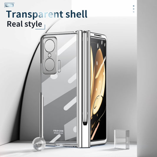 For Honor Magic V Full Body Electroplating Hinge Phone Case with Stylus(Silver) - Honor Cases by buy2fix | Online Shopping UK | buy2fix