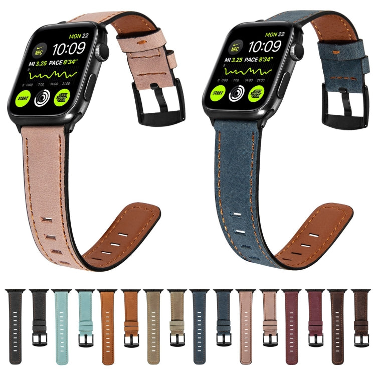 Retro Leather Watch Band For Apple Watch Series 9&8&7 41mm / SE 3&SE 2&6&SE&5&4 40mm / 3&2&1 38mm(Pink) by buy2fix