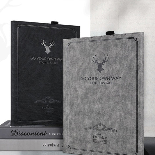 For MicroSoft Surface Pro 8 Deer Head Pattern Tablet Leather Case(Black) by buy2fix