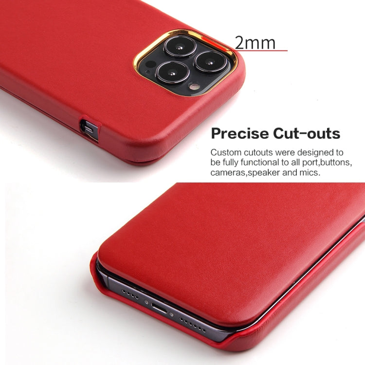 For iPhone 13 Pro Max Fierre Shann Magnetic Genuine Leather Phone Case (Red) - iPhone 13 Pro Max Cases by FIERRE SHANN | Online Shopping UK | buy2fix