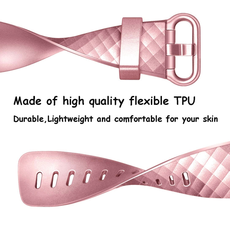 For FITBIT Charge 3 Official Pattern Metallic Watch Band(Rose Gold) by buy2fix