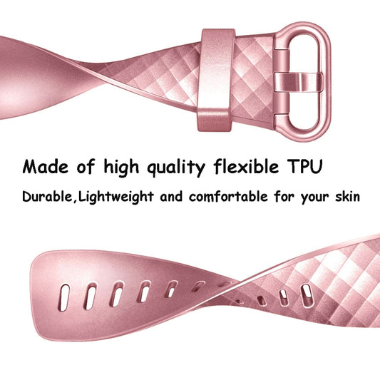 For FITBIT Charge 3 Official Pattern Metallic Watch Band(Rose Gold) by buy2fix