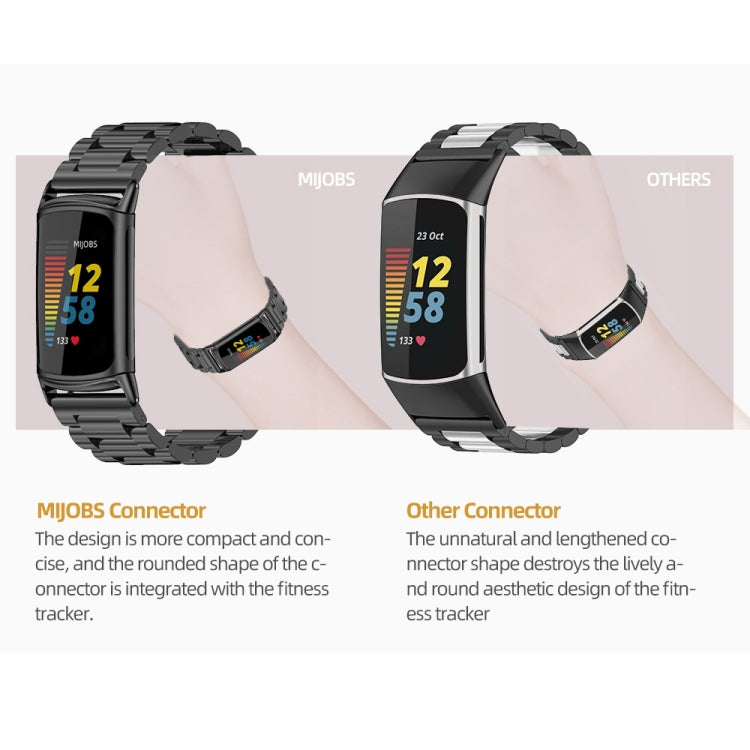 For Fitbit Charge 5 / Charge 6 Mijobs Stainless Steel Metal Watch Band(Gold) by MIJOBS