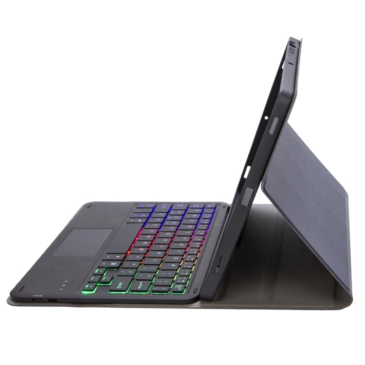 A102B-AS Lambskin Pen Slot Touch Pad Backlight Bluetooth Keyboard Leather Tablet Case For iPad 10.2 2021&2020&2019/Air 2019/Pro 10.5(Blue) by buy2fix