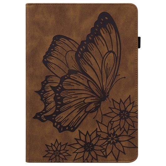 For Samsung Galaxy Tab A8 Big Butterfly Embossed Leather Tablet Case(Brown) by buy2fix