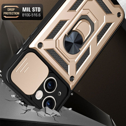 For iPhone 14 Pro Sliding Camera Cover Design TPU+PC Phone Case (Gold) by buy2fix
