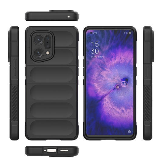 For OPPO Find X5 Magic Shield TPU + Flannel Phone Case(Grey) by buy2fix
