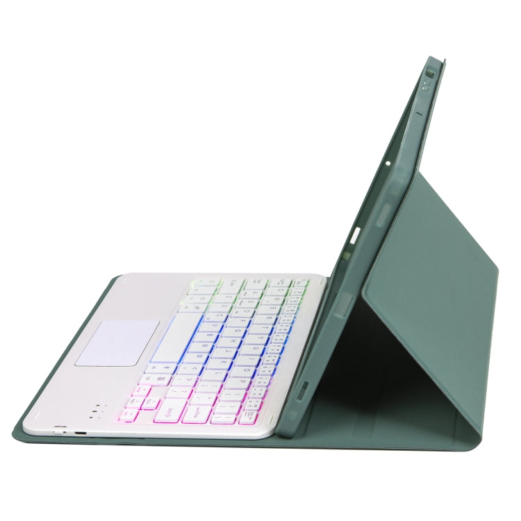 For Samsung Galaxy Tab S6 Lite A610B-AS Candy Color Backlight Bluetooth Keyboard Leather Tablet Case(Dark Green) by buy2fix
