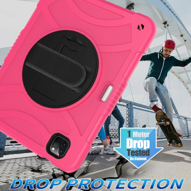 For iPad Pro 11 2022 / 2021 / 2020 Rotary Grab Silicone + PC Tablet Case(Rose Red) - iPad Pro 11 (2022/2021) Cases by buy2fix | Online Shopping UK | buy2fix