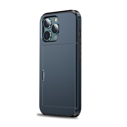 For iPhone 14 Pro Shockproof Armor Protective Phone Case with Slide Card Slot (Dark Blue) by buy2fix