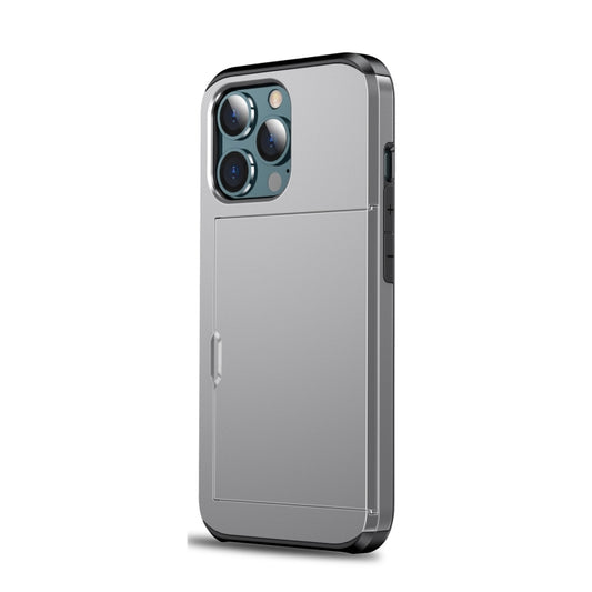 For iPhone 14 Pro Max Shockproof Armor Protective Phone Case with Slide Card Slot (Grey) by buy2fix