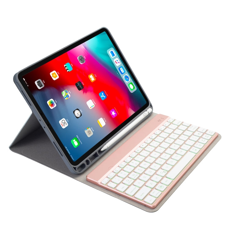 RK11A Backlight TPU Multi Color Light Bluetooth Keyboard Horizontal Flip Leather Tablet Case for iPad Pro 11 2020 / 2018 with Holder & Pen Slot(Red) by buy2fix