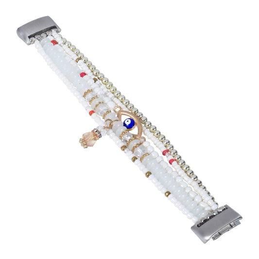 For Fitbit Charge 5 Eye Bead Chain Watch Band(White) by buy2fix