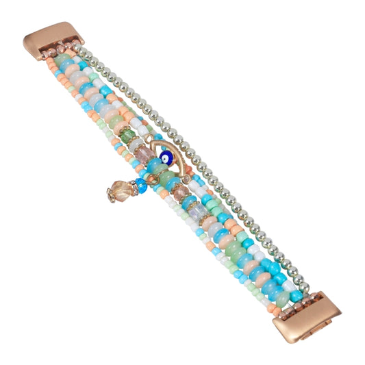 For Fitbit Charge 5 Eye Bead Chain Watch Band(Pink) by buy2fix