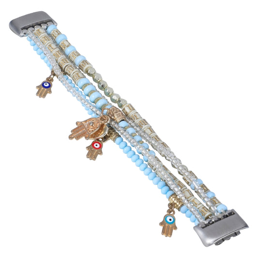 For Fitbit Charge 5 Palm Bead Chain Watch Band(Blue) by buy2fix