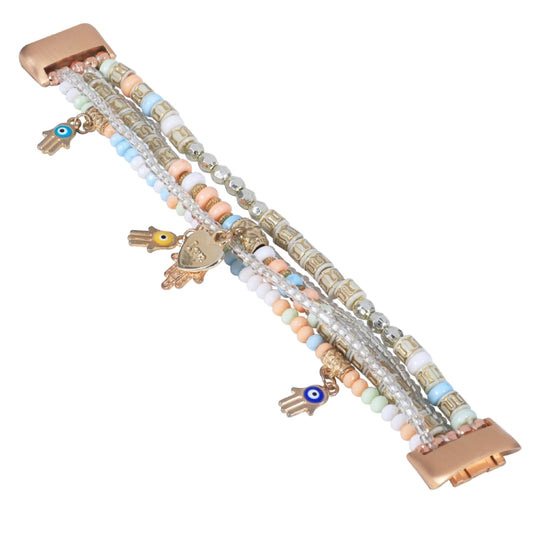 For Fitbit Charge 5 Palm Bead Chain Watch Band(Pink) by buy2fix