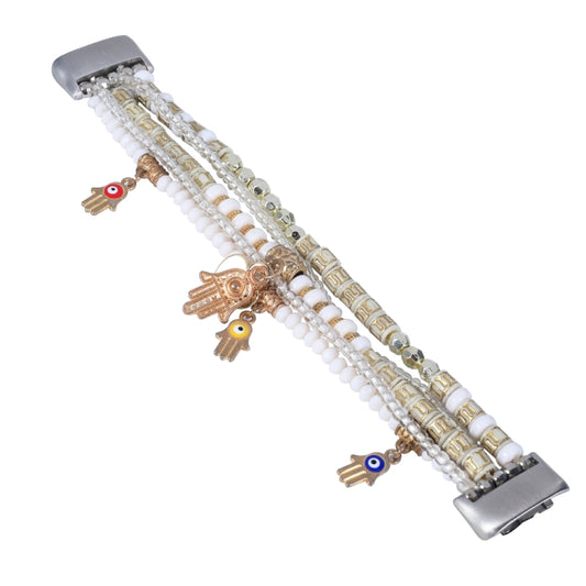 For Fitbit Charge 5 Palm Bead Chain Watch Band(White) by buy2fix