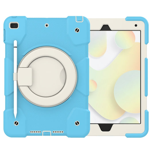 For iPad 10.2 2019/10.2 2020/10.2 2021 Silicone + PC Full Body Protection Tablet Case With Holder & Strap(Sky Blue) - iPad 10.2 Cases by buy2fix | Online Shopping UK | buy2fix