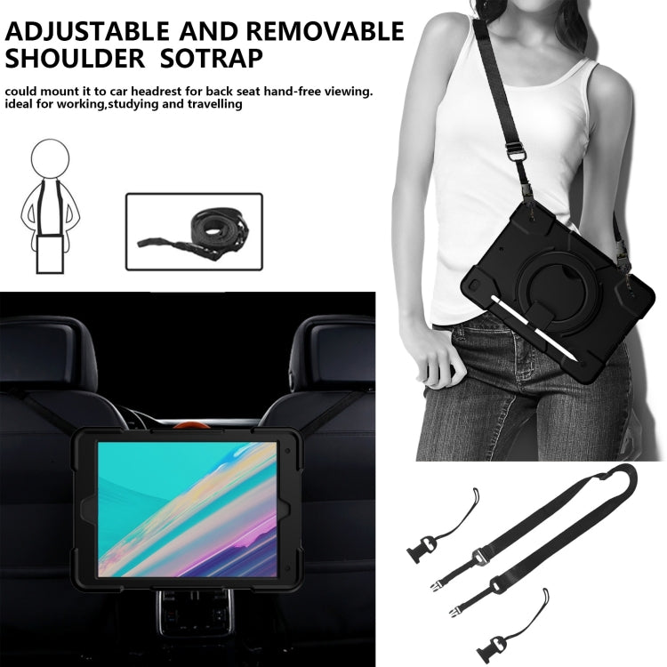 For iPad 10.2 2019/10.2 2020/10.2 2021 Silicone + PC Full Body Protection Tablet Case With Holder & Strap(Black) - iPad 10.2 Cases by buy2fix | Online Shopping UK | buy2fix