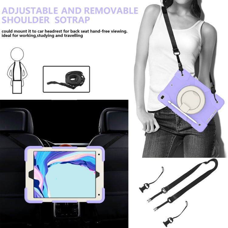 For iPad 10.2 2019/10.2 2020/10.2 2021 Silicone + PC Full Body Protection Tablet Case With Holder & Strap(Purple) - iPad 10.2 Cases by buy2fix | Online Shopping UK | buy2fix