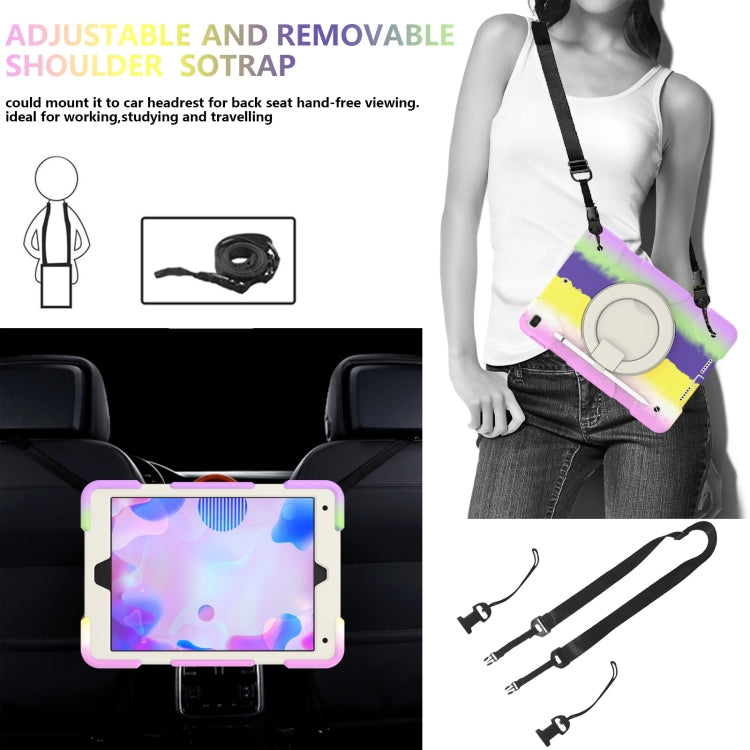 For iPad 10.2 2019/10.2 2020/10.2 2021 Silicone + PC Full Body Protection Tablet Case With Holder & Strap(Colorful Purple) - iPad 10.2 Cases by buy2fix | Online Shopping UK | buy2fix