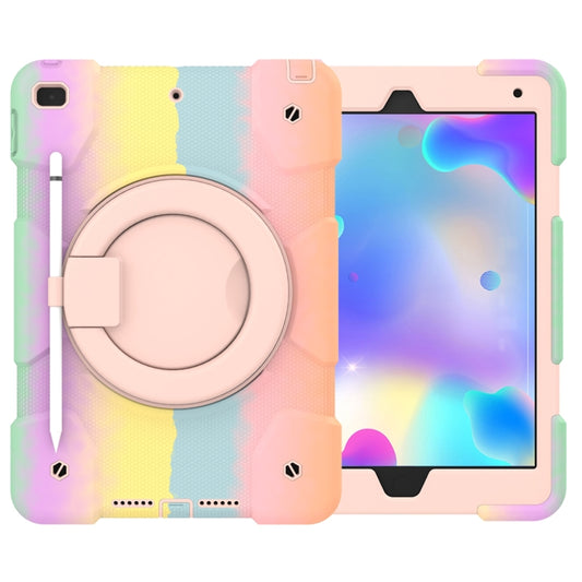 For iPad 10.2 2019/10.2 2020/10.2 2021 Silicone + PC Full Body Protection Tablet Case With Holder & Strap(Colorful Rose Gold) - iPad 10.2 Cases by buy2fix | Online Shopping UK | buy2fix